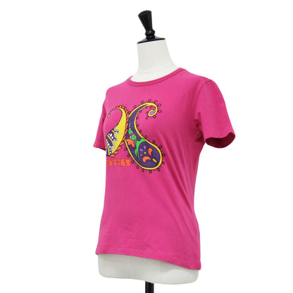 ペイズリー プリント 半袖 Tシャツ / クルーネック ショートスリーブ 刺繍 コットン