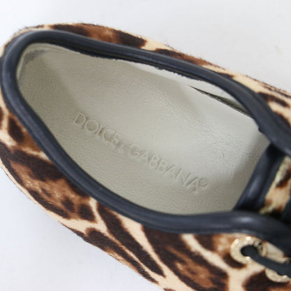 レオパード柄 レースアップ スニーカー / ローカット ヒョウ柄 ハラコ