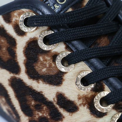 レオパード柄 レースアップ スニーカー / ローカット ヒョウ柄 ハラコ