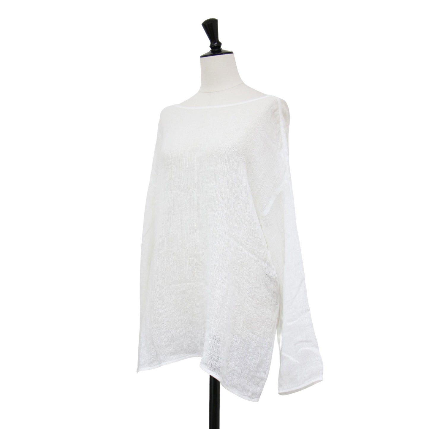 23春夏 メッシュ リネン ルーズ プルオーバー / ブラウス 長袖 ボートネック シアー