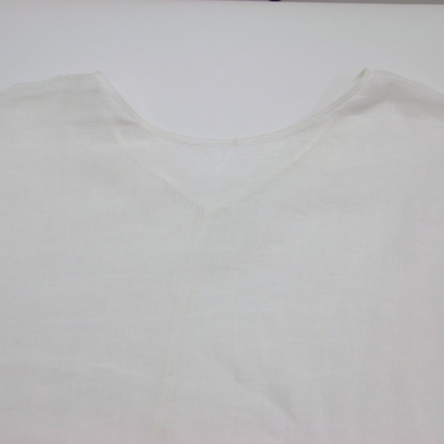 23春夏 メッシュ リネン ルーズ プルオーバー / ブラウス 長袖 ボートネック シアー