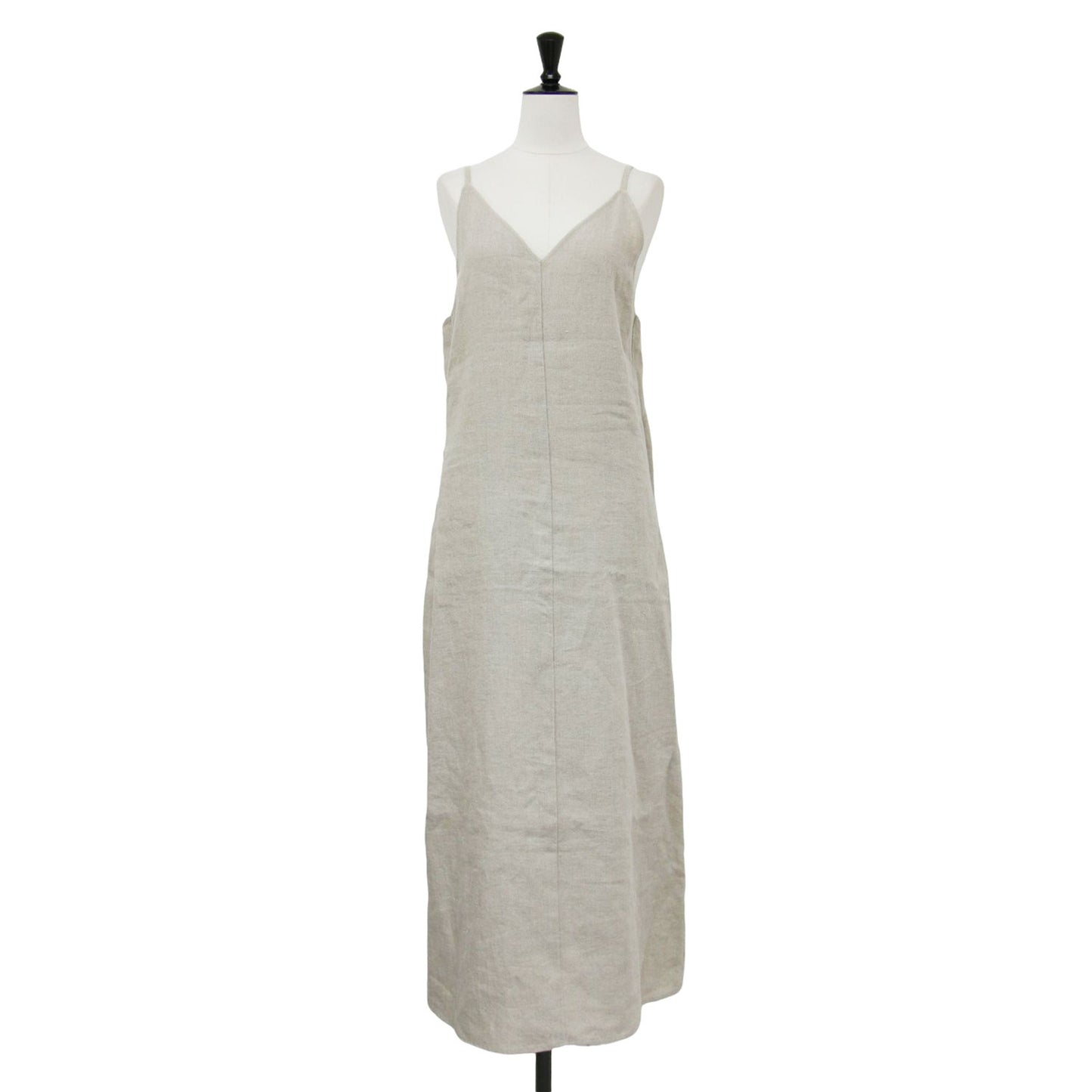 リネン ロング キャミワンピース / Vネック フレア ラップ