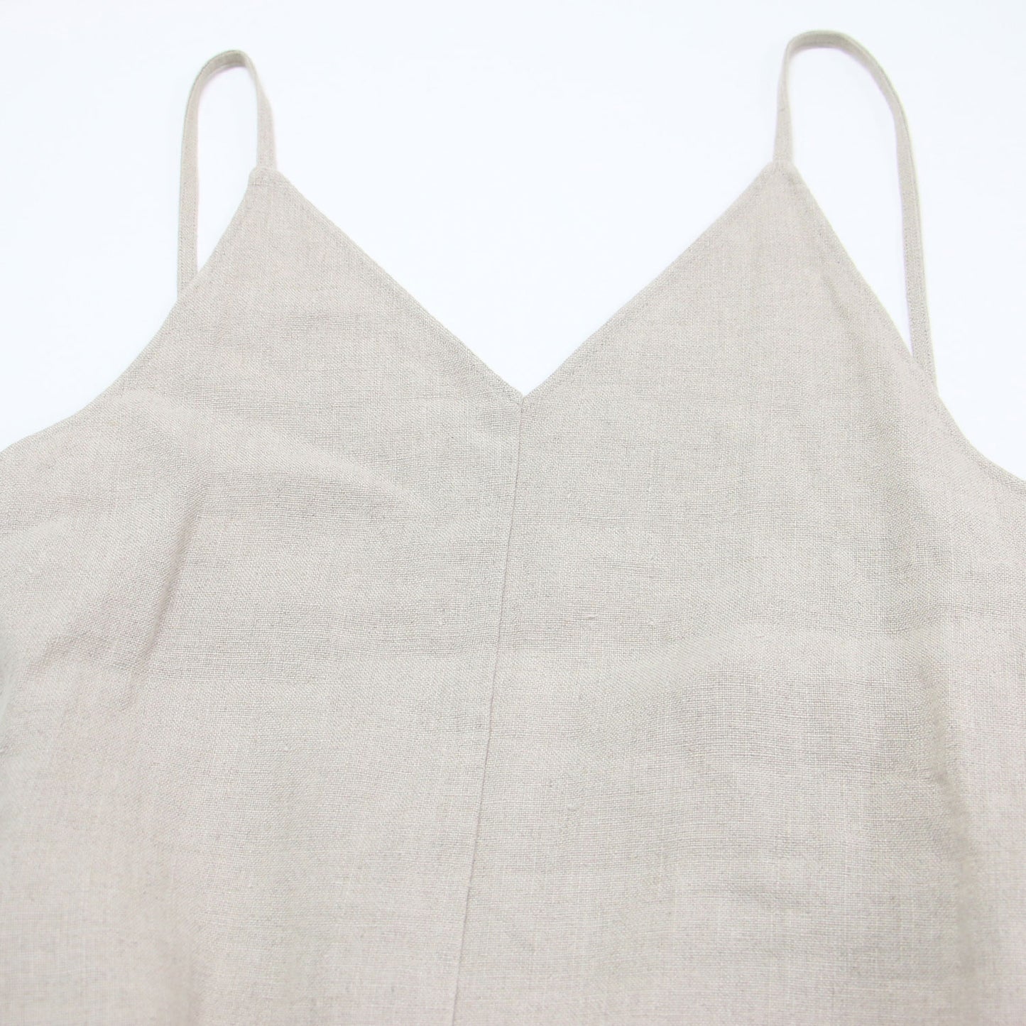 リネン ロング キャミワンピース / Vネック フレア ラップ