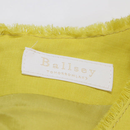 22春夏 リネン コットン ムーブ Vネック ワンピース / ロング丈 半袖 ボリュームスリーブ タック フリンジ