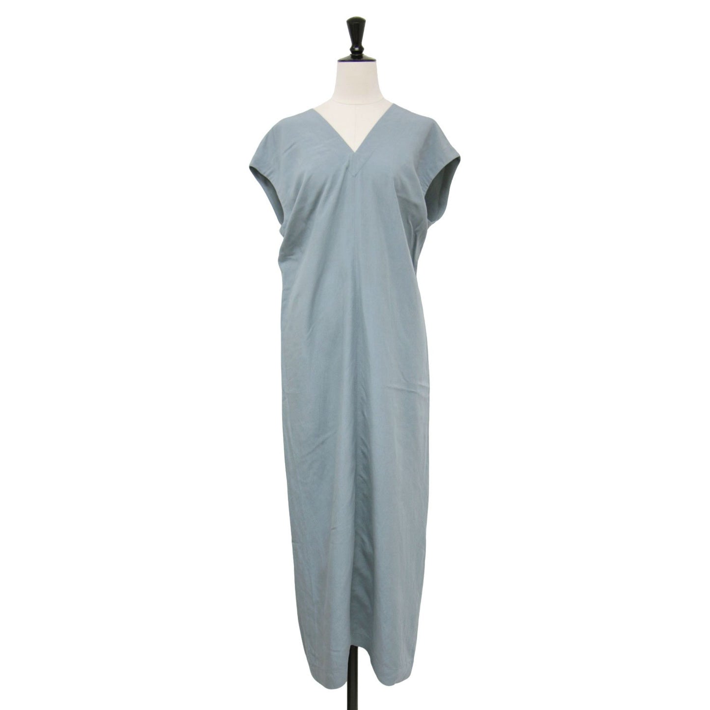 22年春夏 レーヨン リネン タンブラー バックタック ワンピース / ロング丈 フレンチスリーブ Vネック Iライン