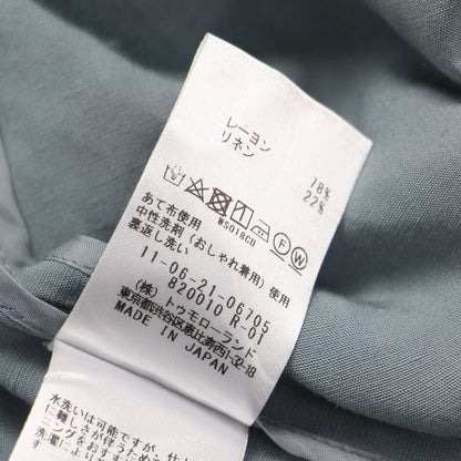 22年春夏 レーヨン リネン タンブラー バックタック ワンピース / ロング丈 フレンチスリーブ Vネック Iライン