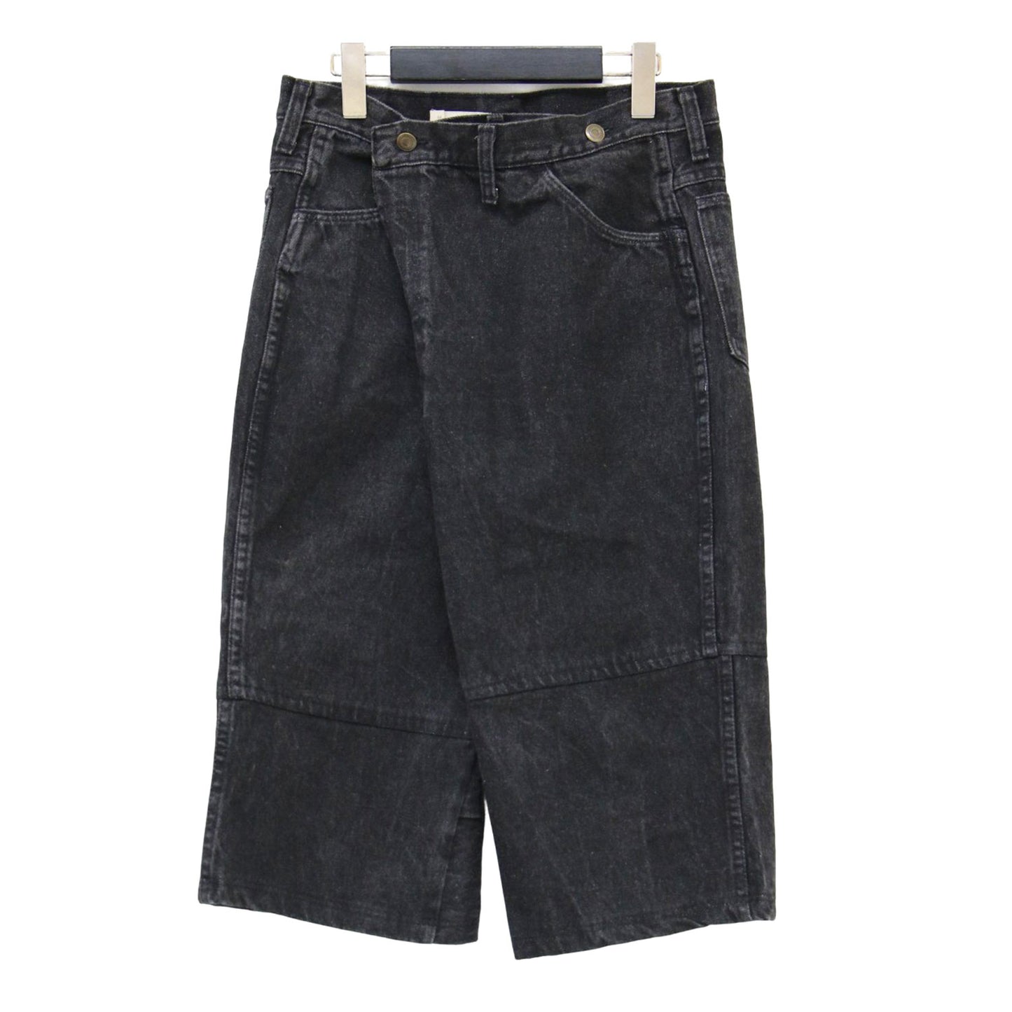 × Curensology 別注 24秋冬 リメイク デニム ハーフ パンツ / ひざ下丈 ハイウエスト タック コットン