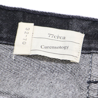 × Curensology 別注 24秋冬 リメイク デニム ハーフ パンツ / ひざ下丈 ハイウエスト タック コットン