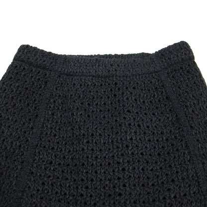 24春夏 メッシュ ニット スカート / mesh knit skirt ミディ丈 フレア ウエストゴム 透かし編み コットン