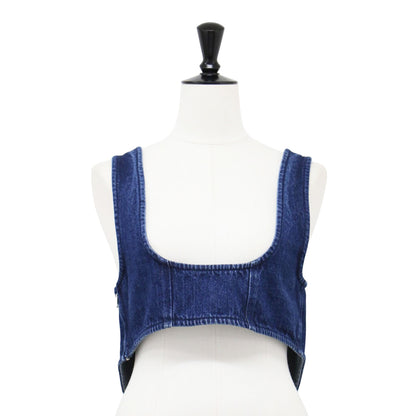 × nagisa ×7NaNatural 24秋冬 クロップド デニム トップ / CROPPED DENIM TOP ビスチェ ショート丈 コットン
