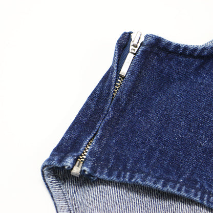 × nagisa ×7NaNatural 24秋冬 クロップド デニム トップ / CROPPED DENIM TOP ビスチェ ショート丈 コットン
