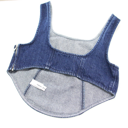 × nagisa ×7NaNatural 24秋冬 クロップド デニム トップ / CROPPED DENIM TOP ビスチェ ショート丈 コットン