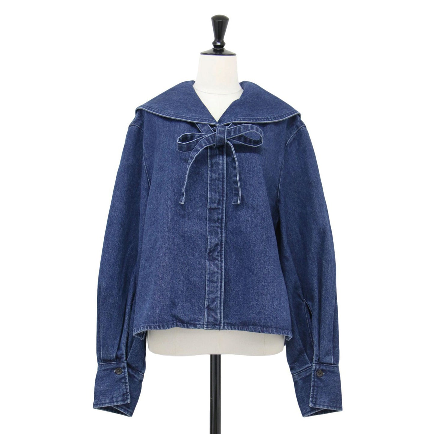 × nagisa ×7NaNatural 24秋冬 デニム ジャケット / DENIM JACKET ショート丈 セーラーカラー 長袖 リボンタイ コットン