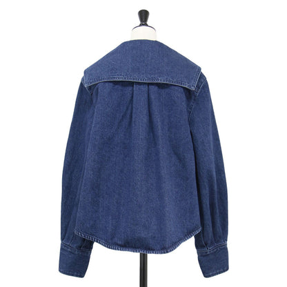 × nagisa ×7NaNatural 24秋冬 デニム ジャケット / DENIM JACKET ショート丈 セーラーカラー 長袖 リボンタイ コットン