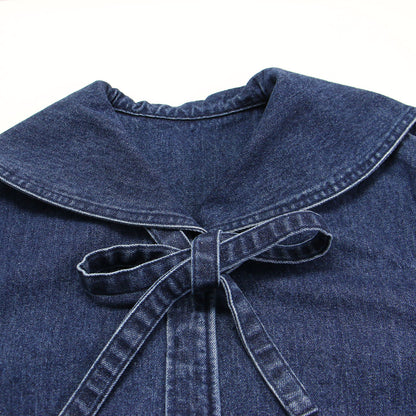 × nagisa ×7NaNatural 24秋冬 デニム ジャケット / DENIM JACKET ショート丈 セーラーカラー 長袖 リボンタイ コットン