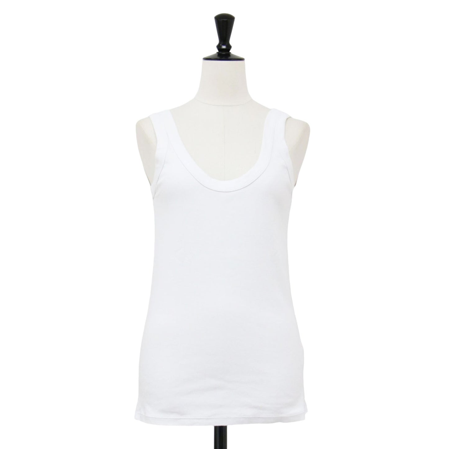 24春夏 コットン リブ タンクトップ / Mme.RIB Tシャツ ノースリーブ Uネック