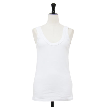 24春夏 コットン リブ タンクトップ / Mme.RIB Tシャツ ノースリーブ Uネック