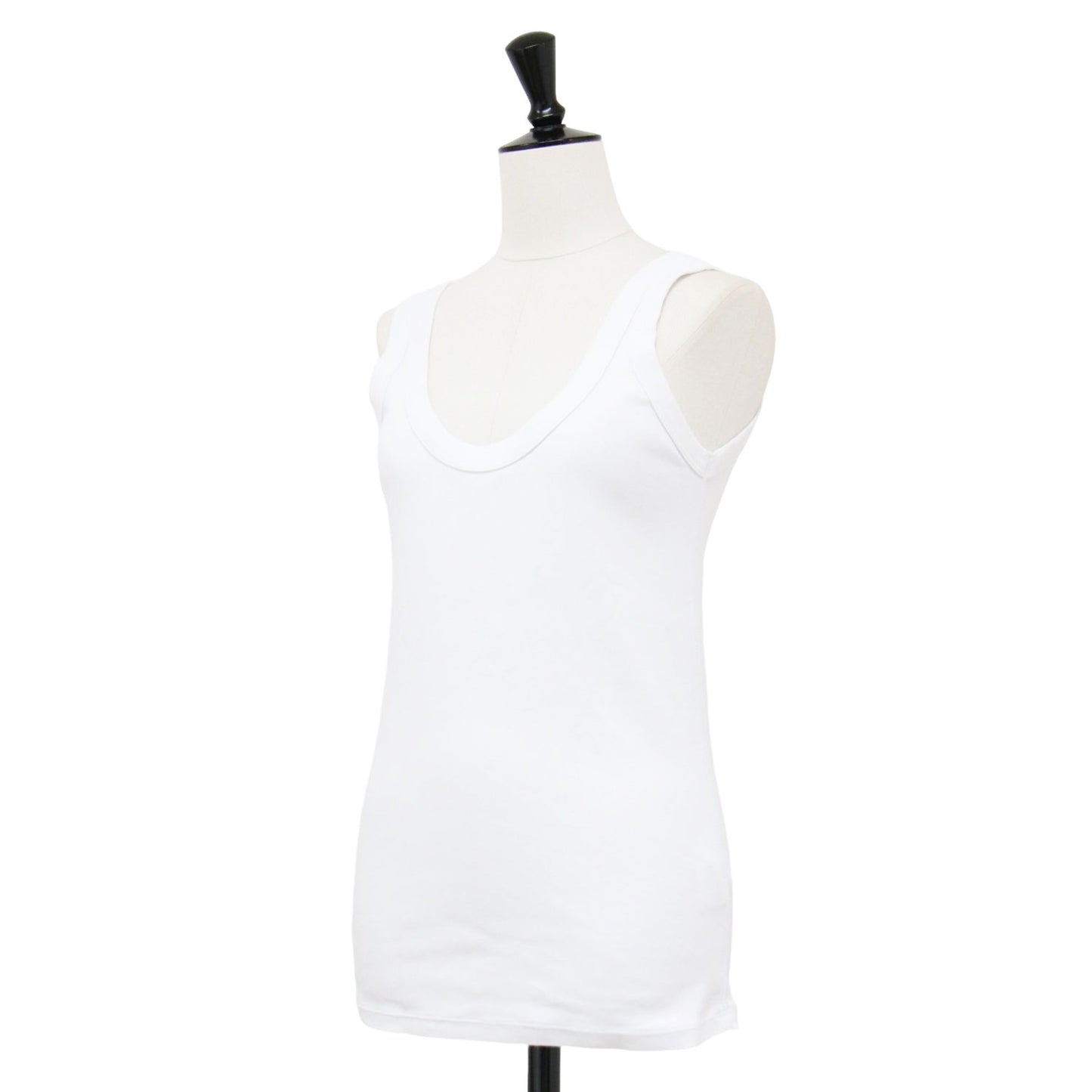 24春夏 コットン リブ タンクトップ / Mme.RIB Tシャツ ノースリーブ Uネック