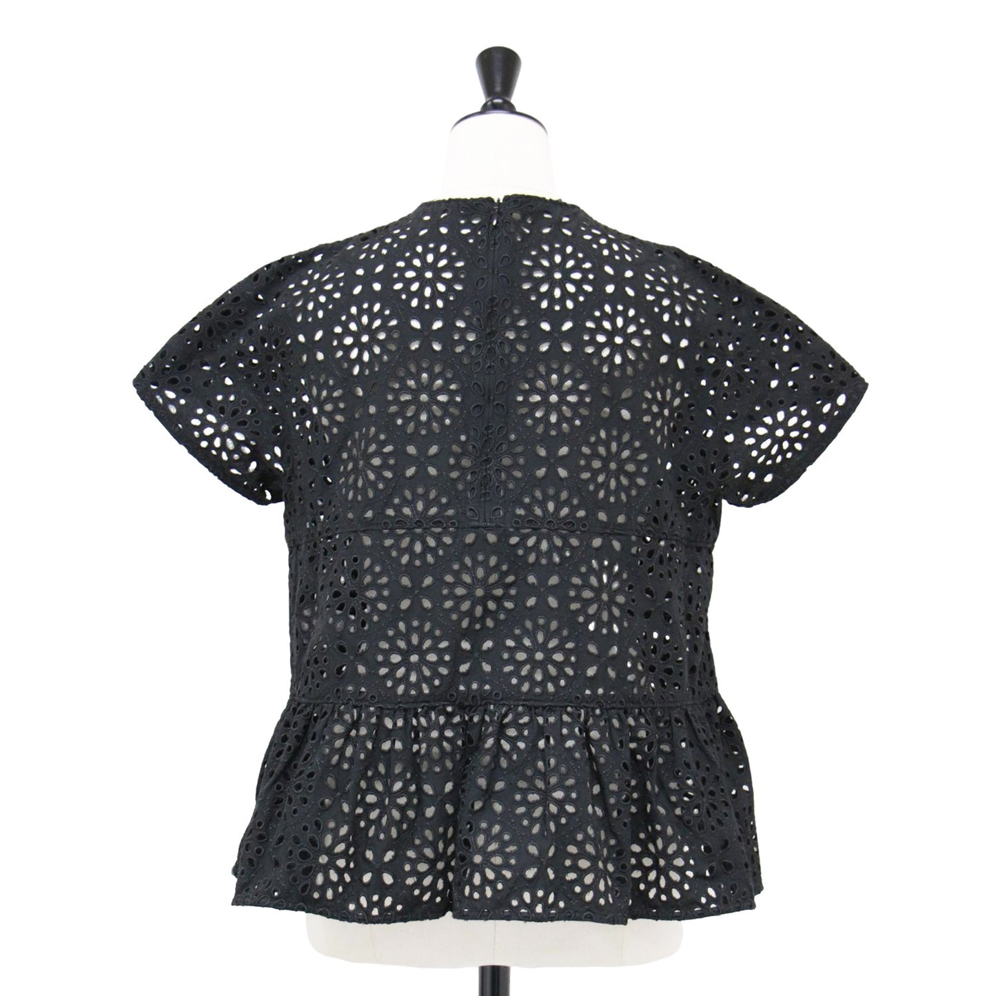 23春夏 サークルフラワー エンブロイダリー ティアード ブラウス / シャツ 半袖 クルーネック 刺繍 レース コットン