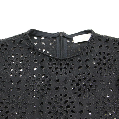 23春夏 サークルフラワー エンブロイダリー ティアード ブラウス / シャツ 半袖 クルーネック 刺繍 レース コットン