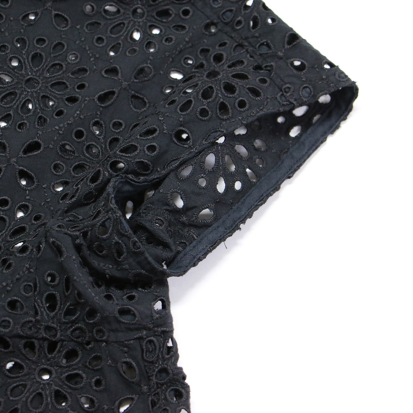 23春夏 サークルフラワー エンブロイダリー ティアード ブラウス / シャツ 半袖 クルーネック 刺繍 レース コットン