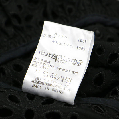 23春夏 サークルフラワー エンブロイダリー ティアード ブラウス / シャツ 半袖 クルーネック 刺繍 レース コットン