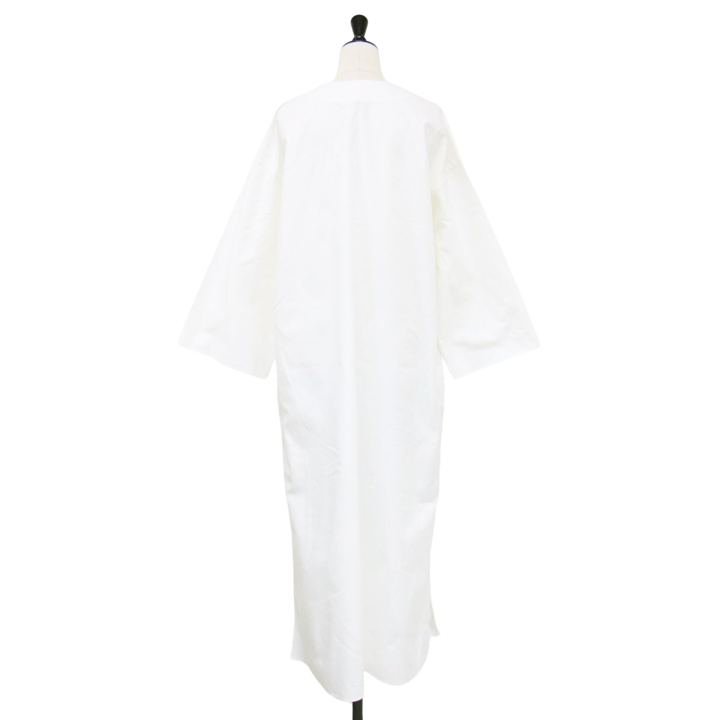 コットン オックスフォード シャツワンピース / ロング丈 Vネック 長袖 ワイドスリーブ