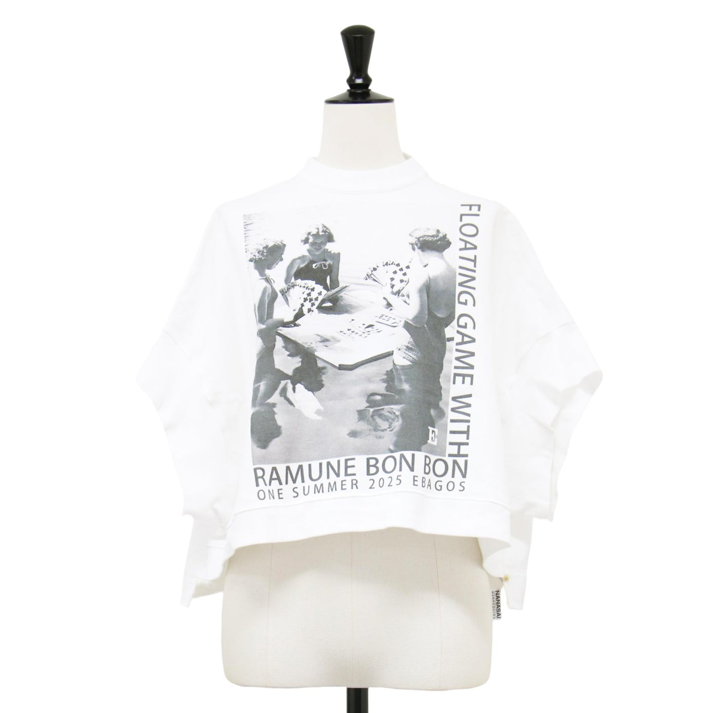 25春夏 フォトプリント フレンチスリーブ Tシャツ / カットソー クロップド丈 クルーネック 半袖 ワイド コットン