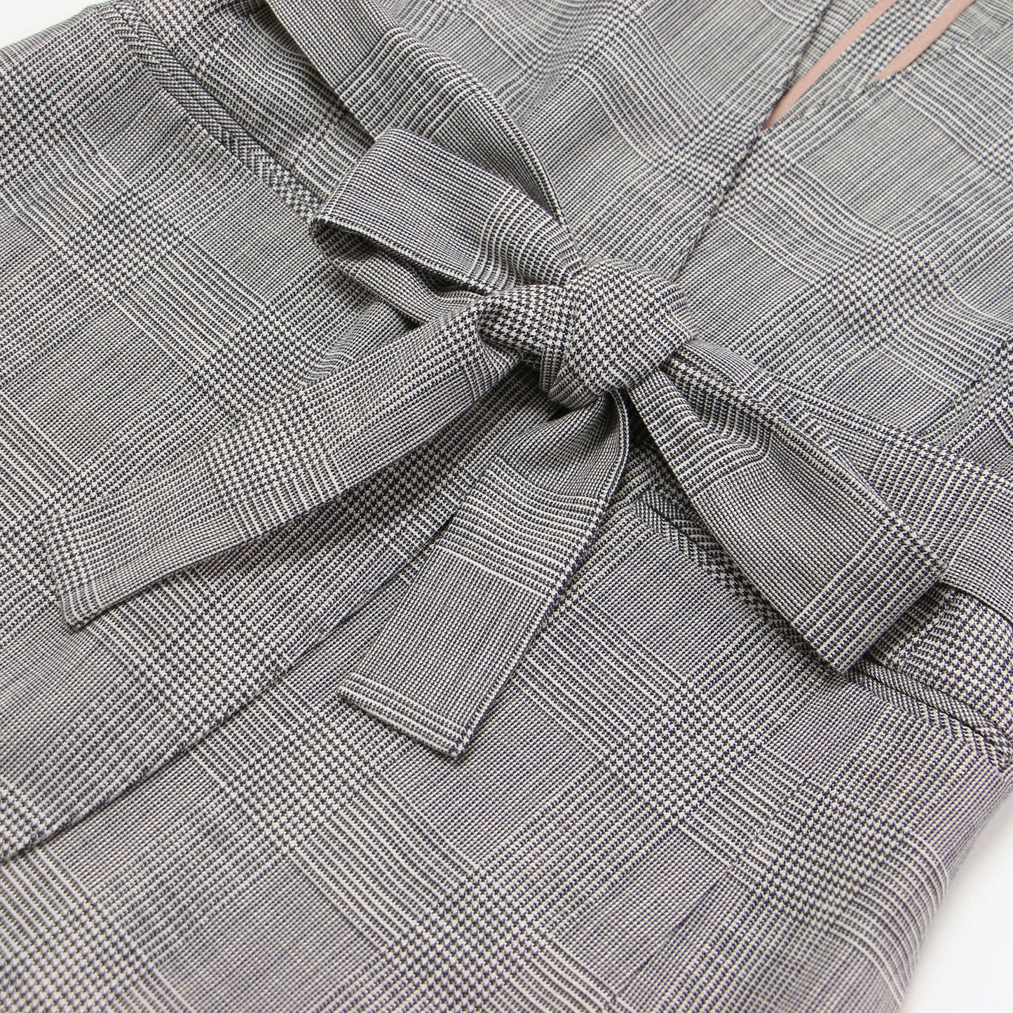 24春夏 シャイニー グレンチェック サイドスリット ジャケット / ノーカラー Vネック 長袖 ウエストベルト