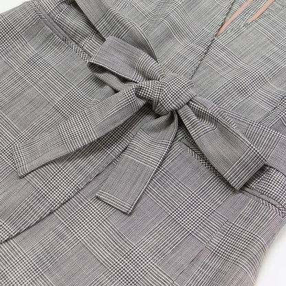 24春夏 シャイニー グレンチェック サイドスリット ジャケット / ノーカラー Vネック 長袖 ウエストベルト