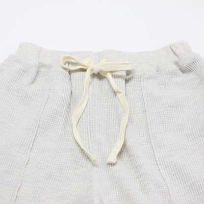 24秋冬 ワッフル セミフレア パンツ / イージーパンツ ウエストゴム ワッフル素材 コットン