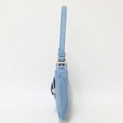 デニム柄 プリント スエード ショルダーバッグ / SHOULDER BROCLE SMALL ハンドバッグ 肩掛け バックル レザー