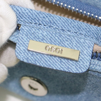 デニム柄 プリント スエード ショルダーバッグ / SHOULDER BROCLE SMALL ハンドバッグ 肩掛け バックル レザー