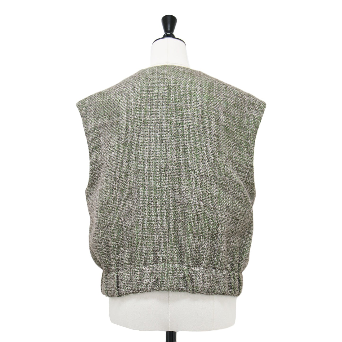 22秋冬 ロービングツイード ノースリーブ ブルゾン / ベスト ショート丈 ノーカラー クルーネック ウール モヘヤ