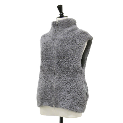 24秋冬 ムートン ジップアップ ベスト / ニット ショート丈 スタンドカラー ウール