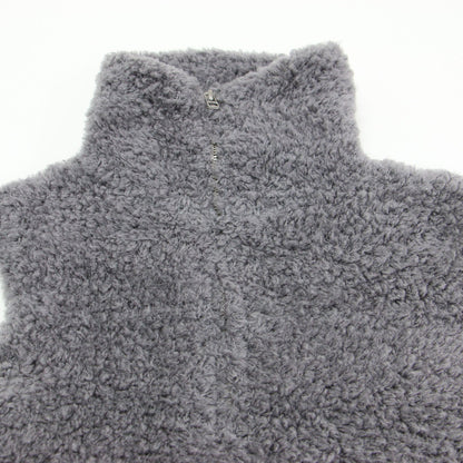 24秋冬 ムートン ジップアップ ベスト / ニット ショート丈 スタンドカラー ウール