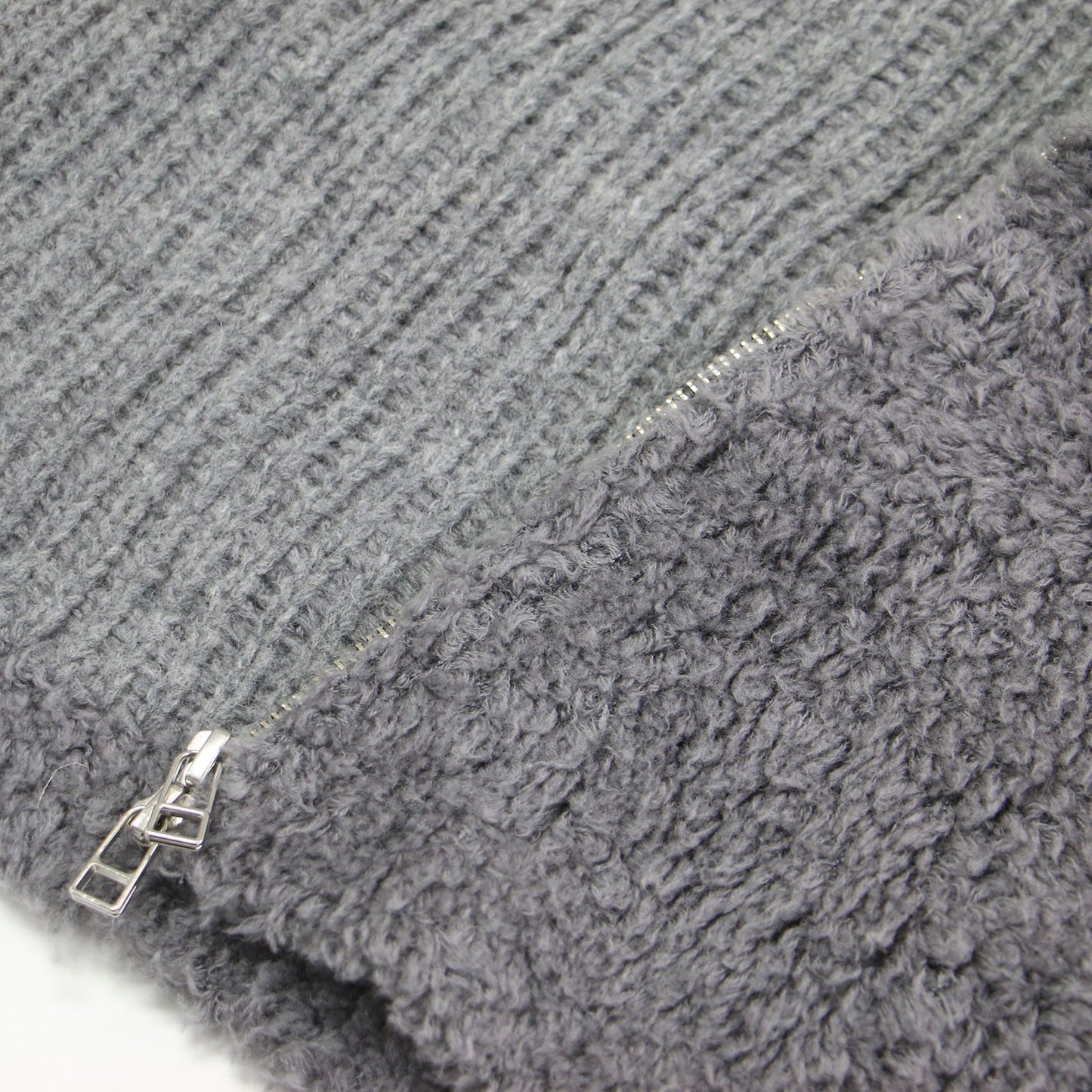 24秋冬 ムートン ジップアップ ベスト / ニット ショート丈 スタンドカラー ウール