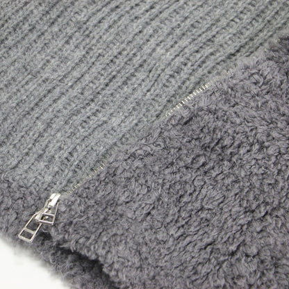 24秋冬 ムートン ジップアップ ベスト / ニット ショート丈 スタンドカラー ウール