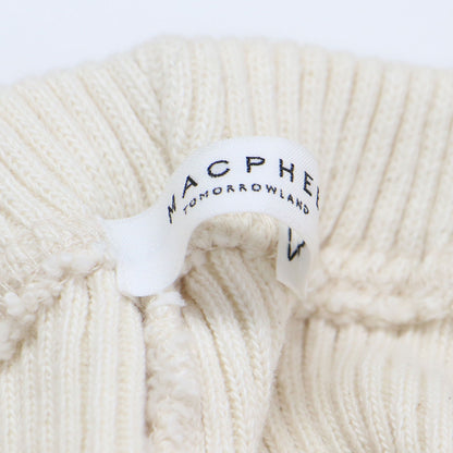 コットン ワイドリブ バックスリット フレア パンツ / ウエストゴム ハイウエスト