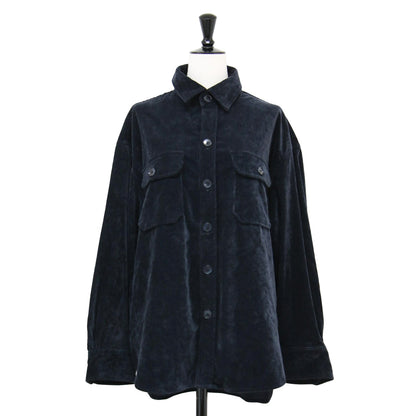 ポリエステル コットン レーヨン コーデュロイ シャツ ブルゾン / ジャケット 長袖 ストレッチ