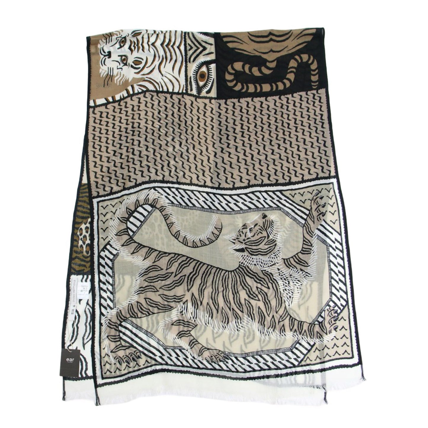 22秋冬 ウール アニマルプリント ストール / SCARF ETOLE 70 MANTRA スカーフ 大判 フリンジ