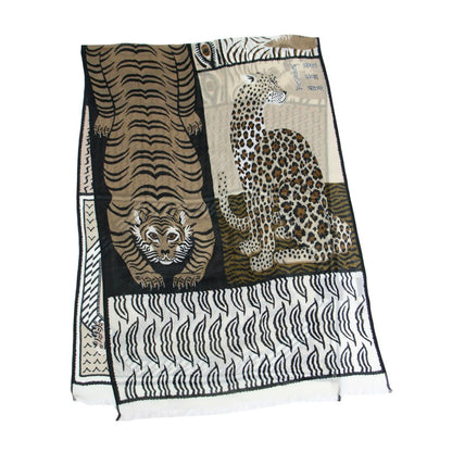 22秋冬 ウール アニマルプリント ストール / SCARF ETOLE 70 MANTRA スカーフ 大判 フリンジ