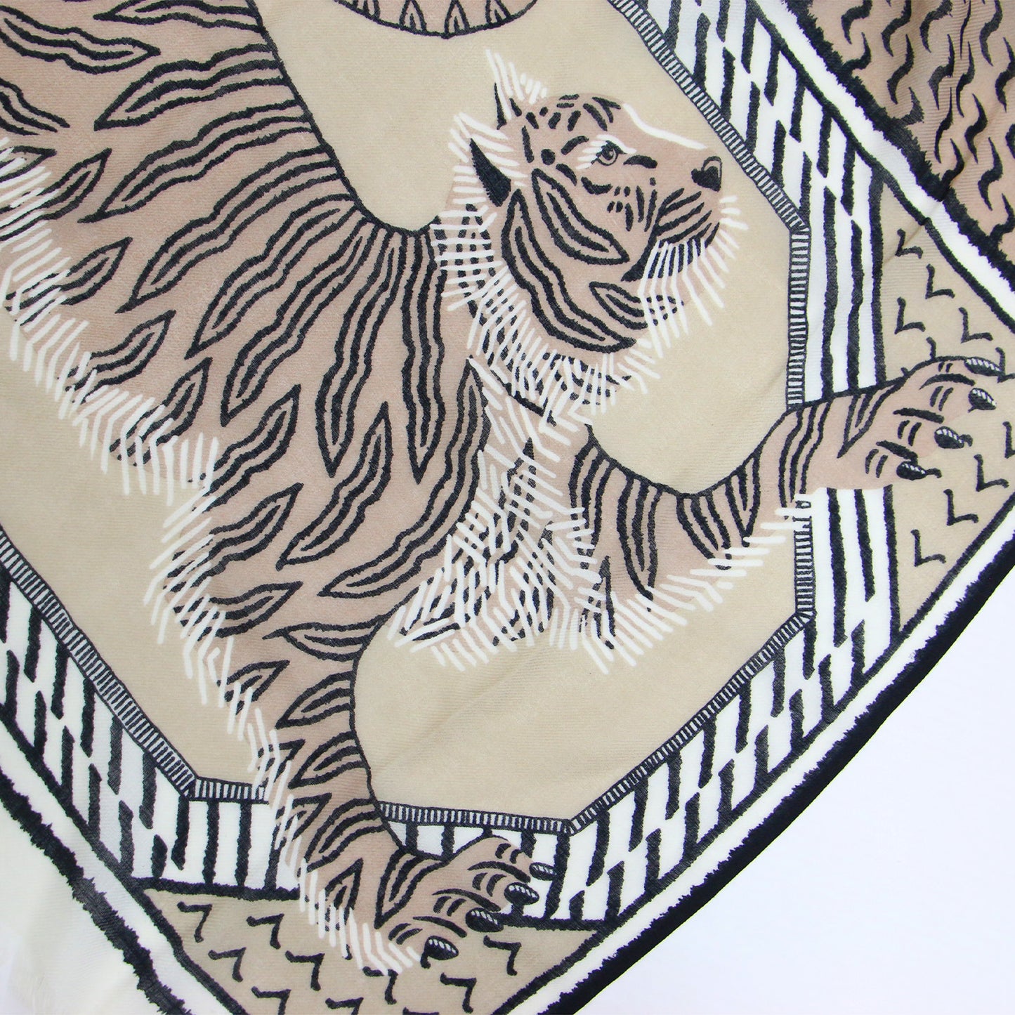 22秋冬 ウール アニマルプリント ストール / SCARF ETOLE 70 MANTRA スカーフ 大判 フリンジ