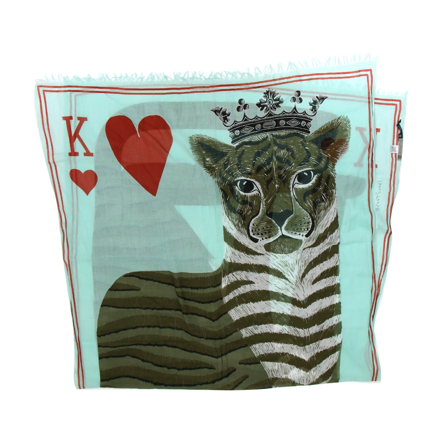 アニマルプリント コットン ストール / 大判 フリンジ 薄手 トランプ トラ ハート