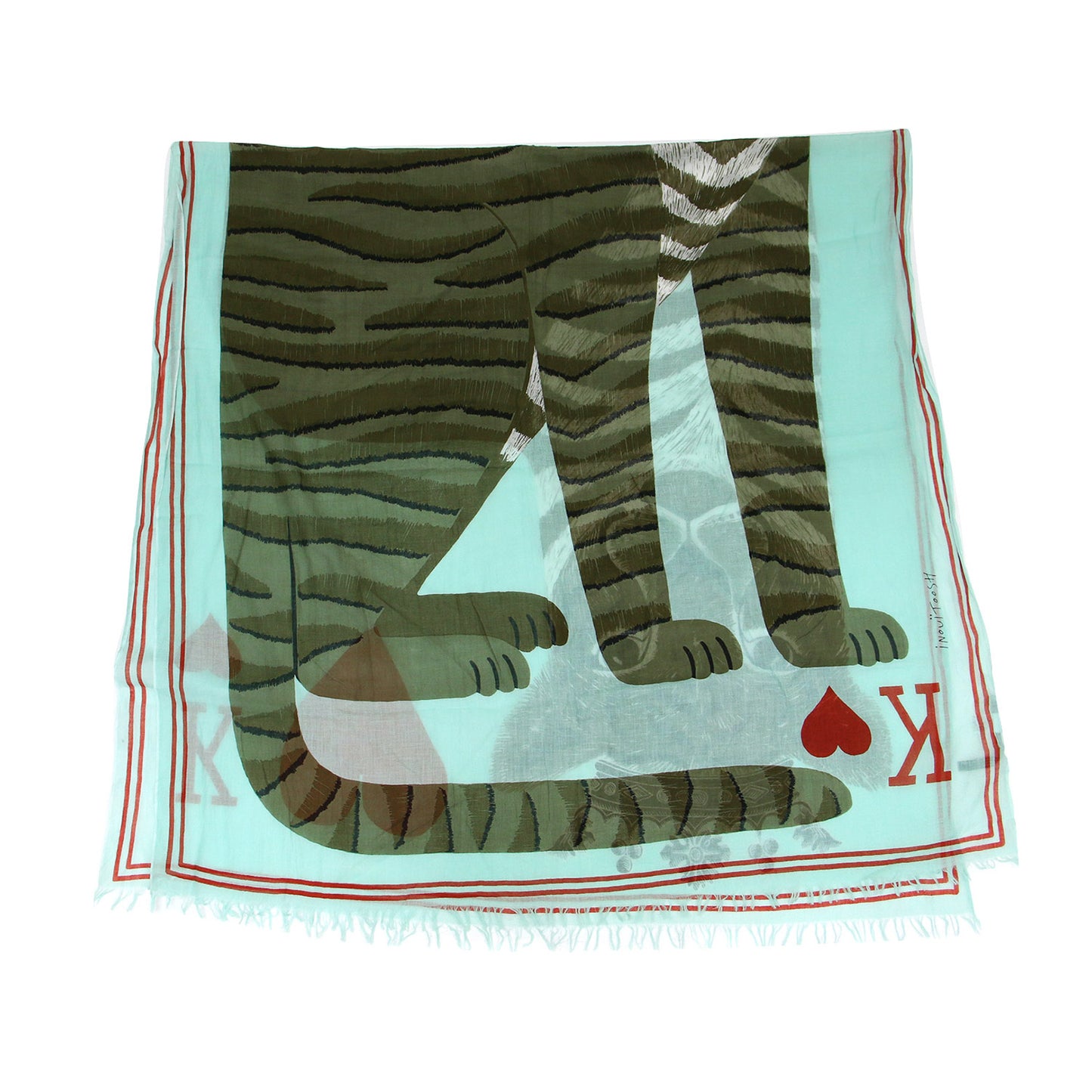 アニマルプリント コットン ストール / 大判 フリンジ 薄手 トランプ トラ ハート