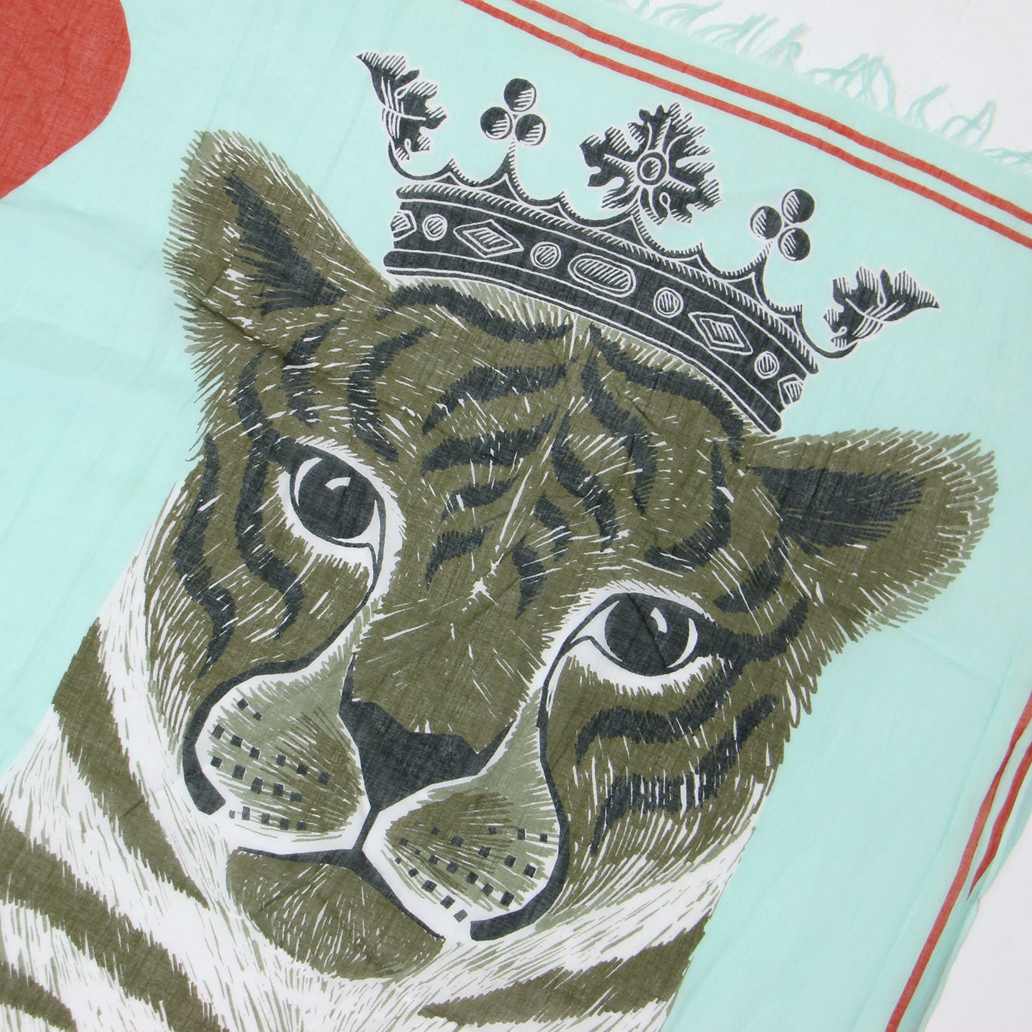 アニマルプリント コットン ストール / 大判 フリンジ 薄手 トランプ トラ ハート