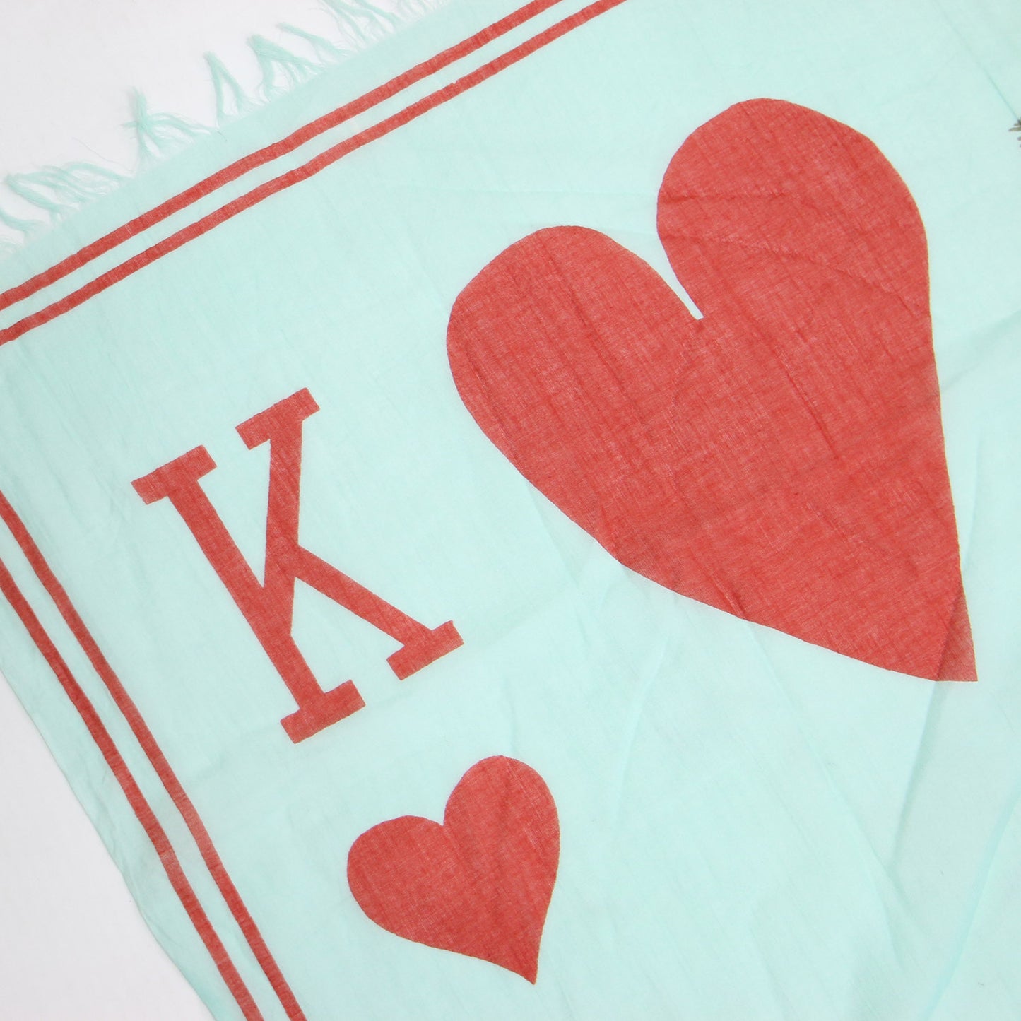 アニマルプリント コットン ストール / 大判 フリンジ 薄手 トランプ トラ ハート