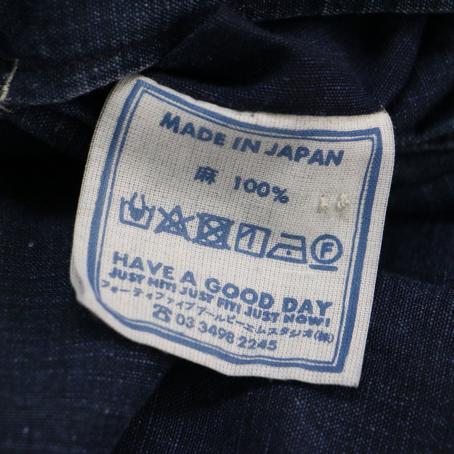 リネンのセーラースカート / プリーツスカート ミディ丈 タック フレア Aライン インディゴ染め