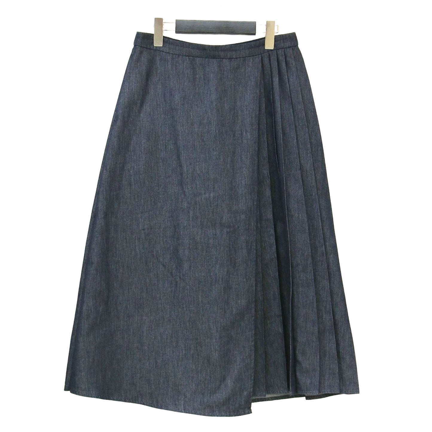 ラップ風 フレア デニム スカート / ミディ丈 ロング丈 Aライン プリーツ ウォッシャブル