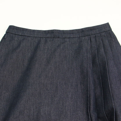 ラップ風 フレア デニム スカート / ミディ丈 ロング丈 Aライン プリーツ ウォッシャブル